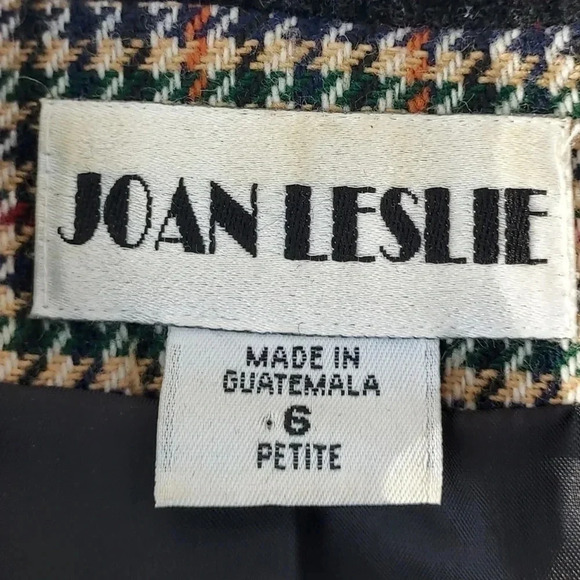 Joan Leslie Size 6 Womens  Brown and Black Squared Blazer with Velvet Collar - Picture 16 of 16